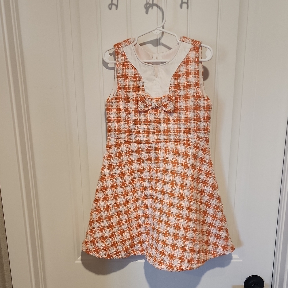Charming Orange and White Kids Dress